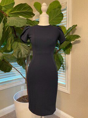 Calvin Klein Sheath Knee-length Dress – Size 0P – Navy Blue – Formal